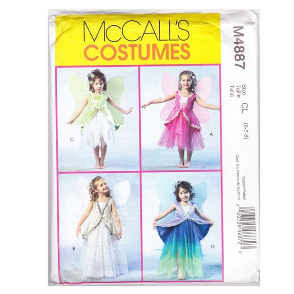 Unused Pattern Fairy Dress Wings Halloween Costume McCalls 4887 Child Size 6 7 8 - Picture 1 of 3